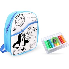 Batoh Krtek vymalovávací modrý 30 cm + 8 fixů